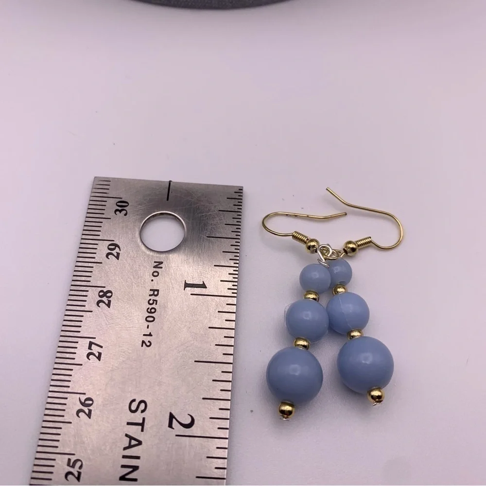 Set of Two NWOT Blue and Purple Classic Long Beaded Dangle Earrings